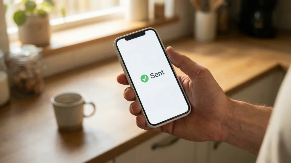 Gambling apps with fast withdrawals UK — hand holding a phone with a payout confirmation on screen