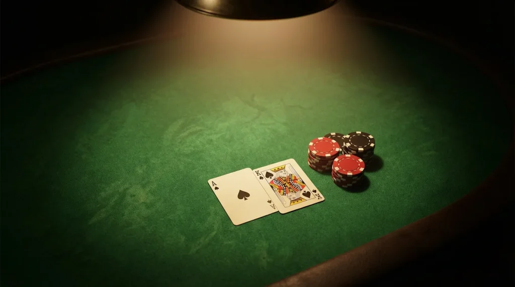 Gambling apps for poker UK — poker cards and chips on a green felt table