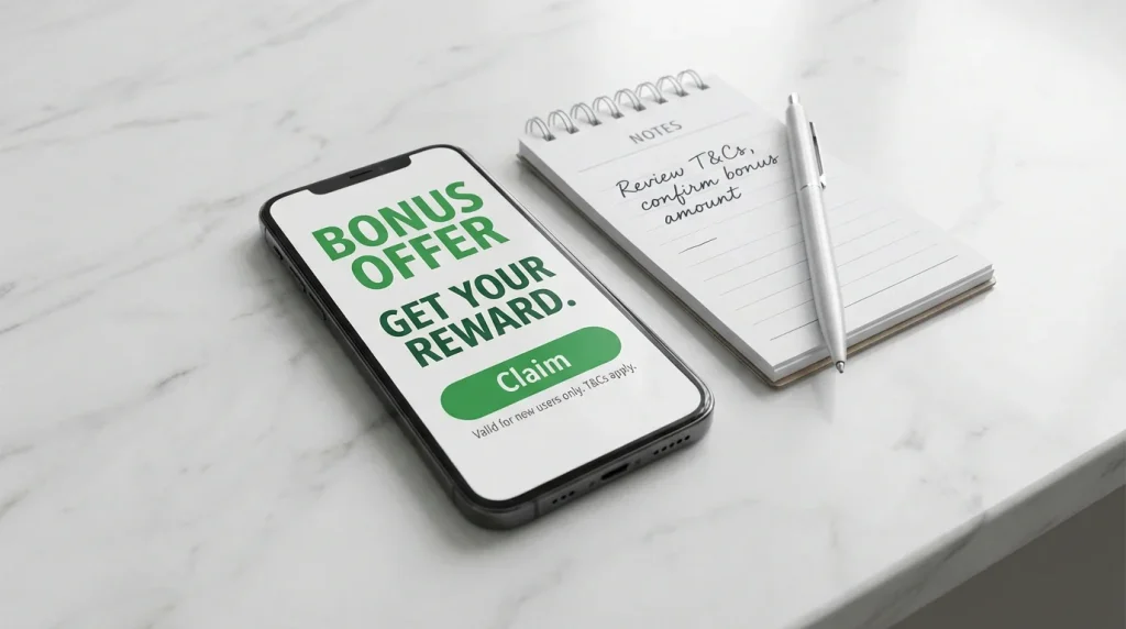 Gambling apps with no wagering requirements UK — clean bonus offer displayed on a mobile screen